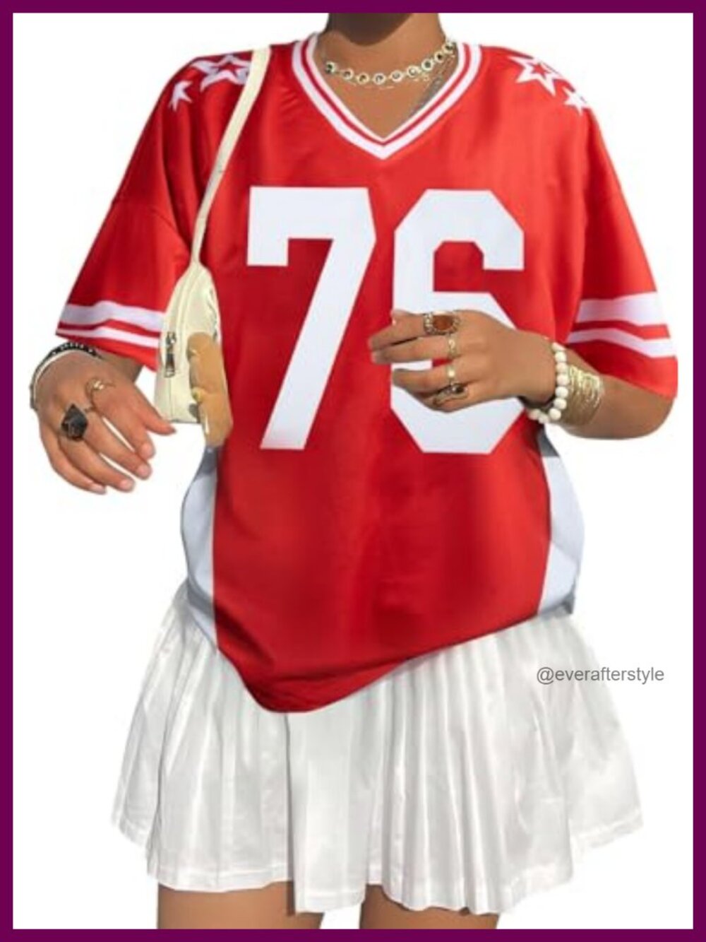 Oversized V-Neck Graphic Tee Y2K Number Jersey Shirt Short Sleeve Streetwear